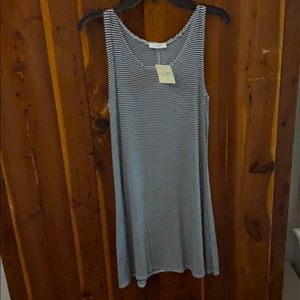 black/white striped cotton sleeveless dress